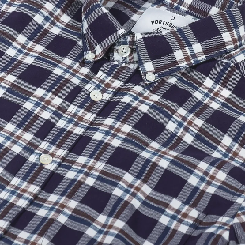 Portuguese Flannel Budo Shirt Check Navy-4