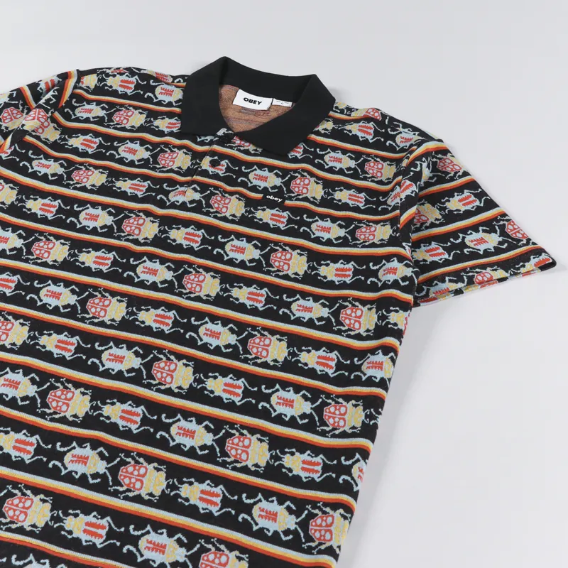 Obey Bugs Jacquard Polo Shirt Black Multi-1