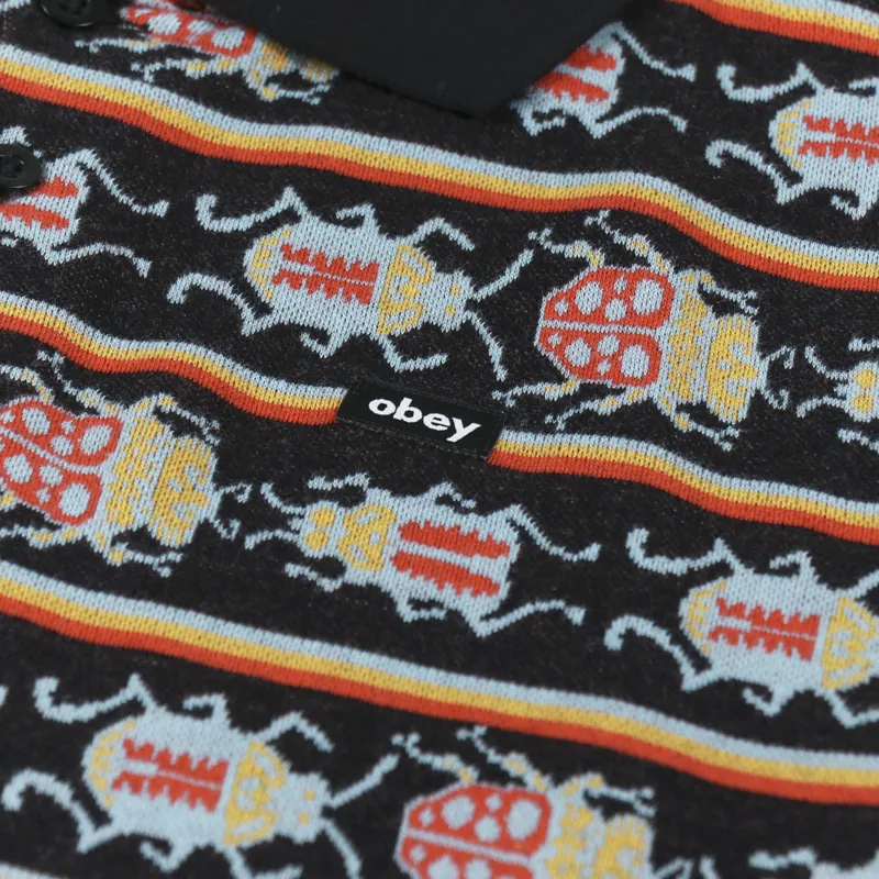 Obey Bugs Jacquard Polo Shirt Black Multi-2