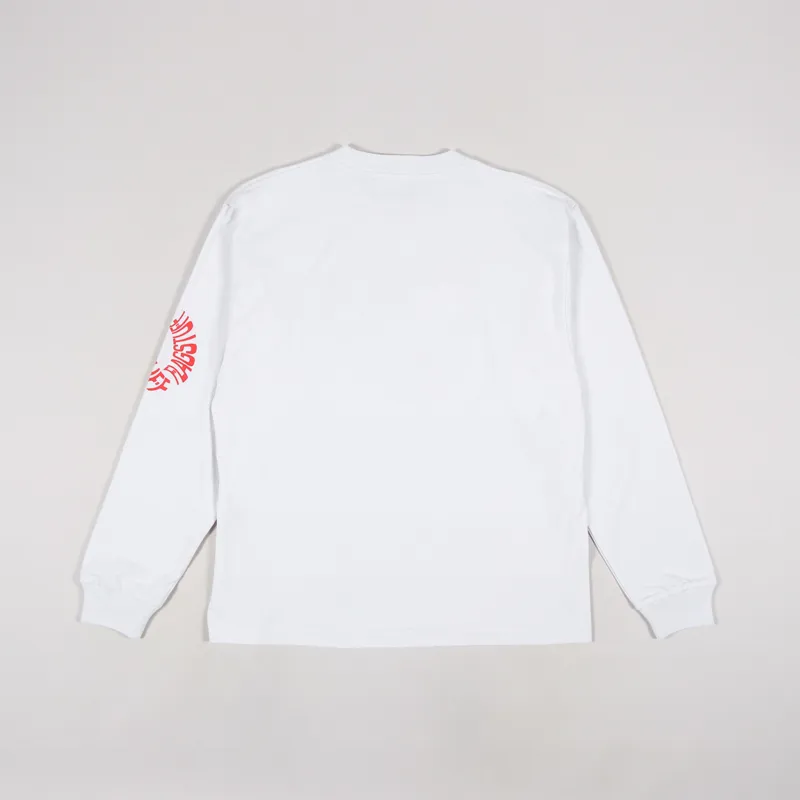 Flagstuff Mens Bull Graphic Artwork Long Sleeve T Shirt White Flagstuff Mens Bull Graphic Artwork Long Sleeve T Shirt White