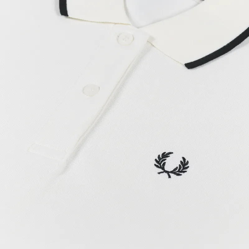 Fred Perry Womens Short Sleeve Cropped Boxy Pique Shirt Ecru