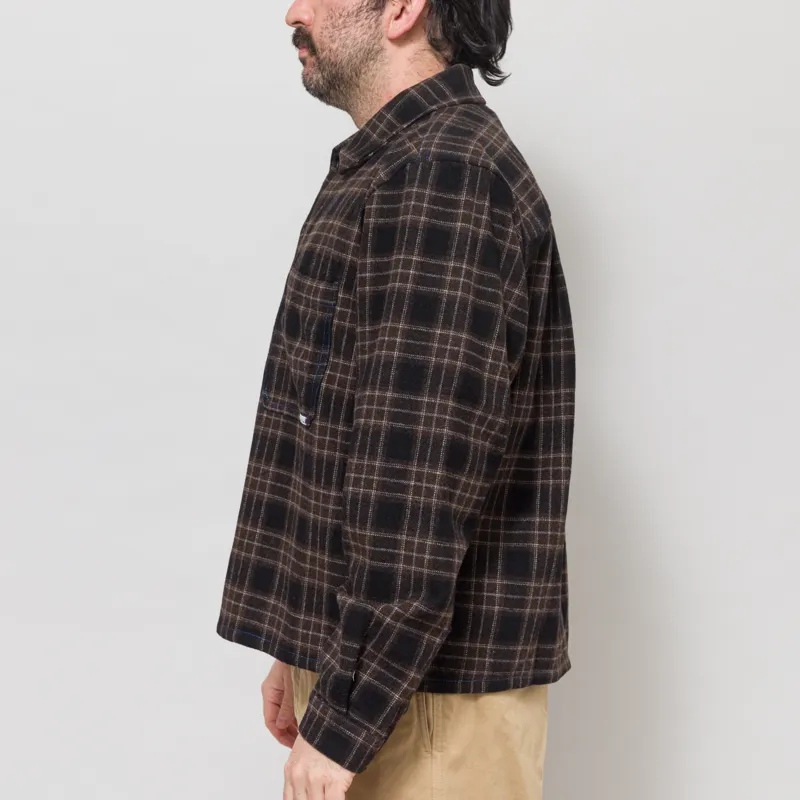 SCRT Contrast Stitch Flannel Shirt Brown-2