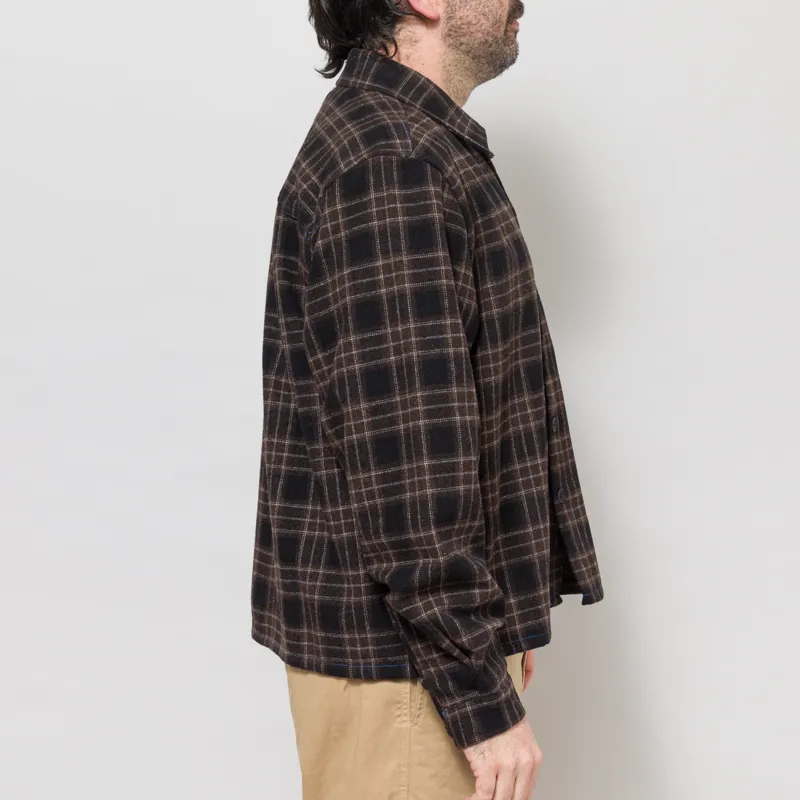 SCRT Contrast Stitch Flannel Shirt Brown-4