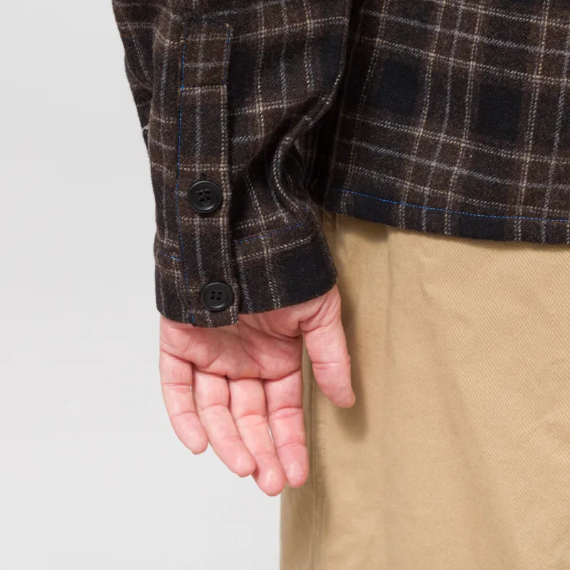 SCRT Contrast Stitch Flannel Shirt Brown-8