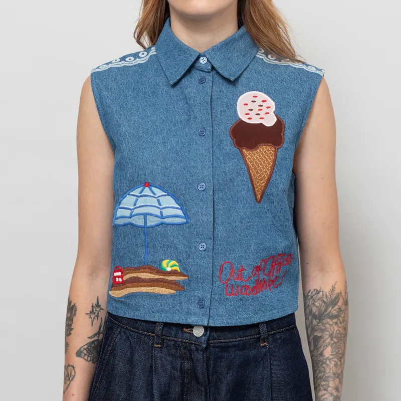 Stella Nova Womens Out Of Office Top Summer Blue