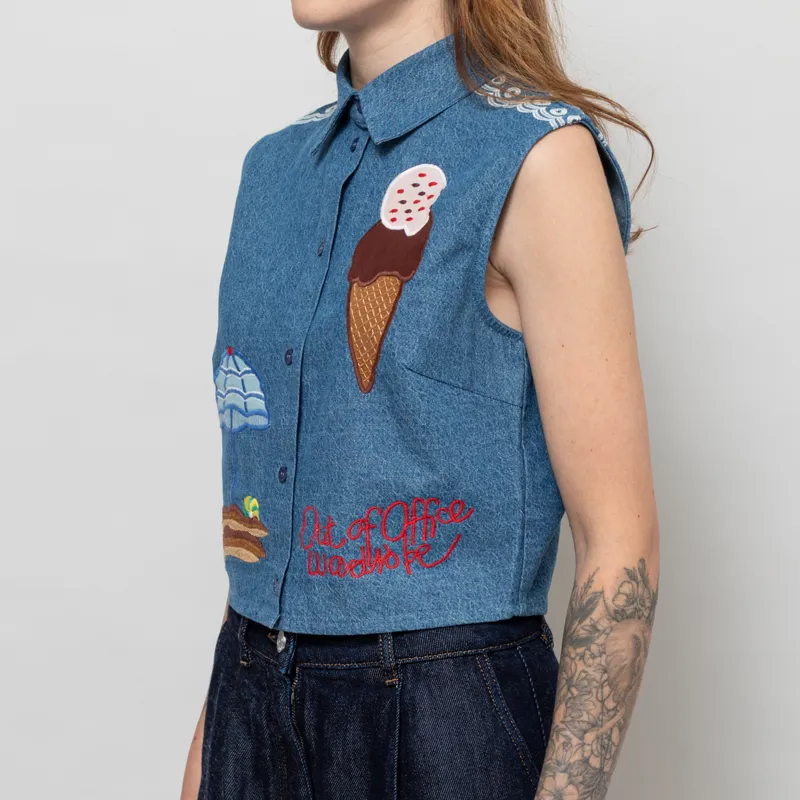 Stella Nova Womens Out Of Office Top Summer Blue-1