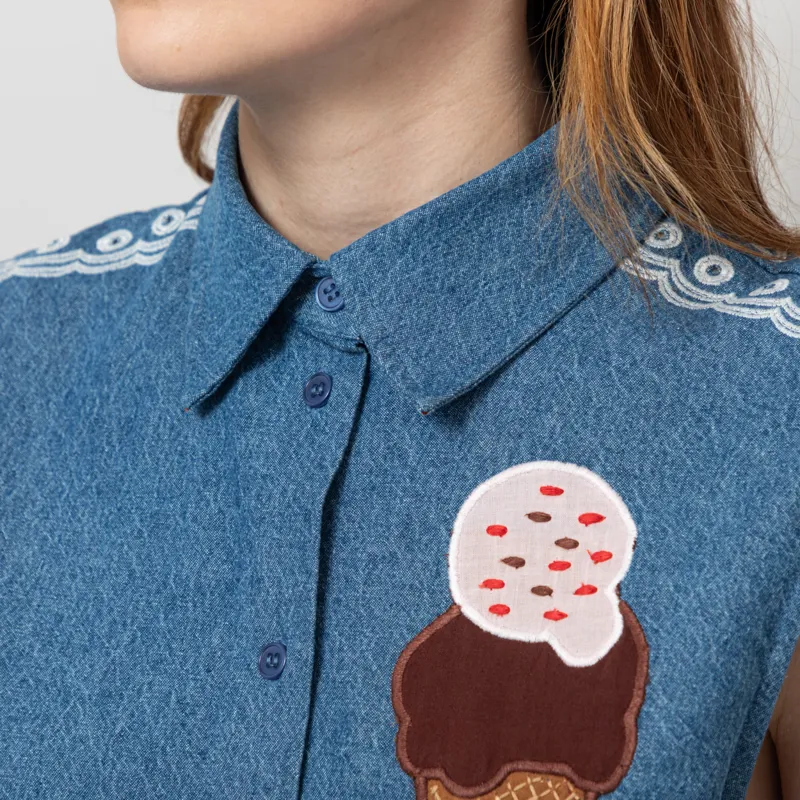 Stella Nova Womens Out Of Office Top Summer Blue-7