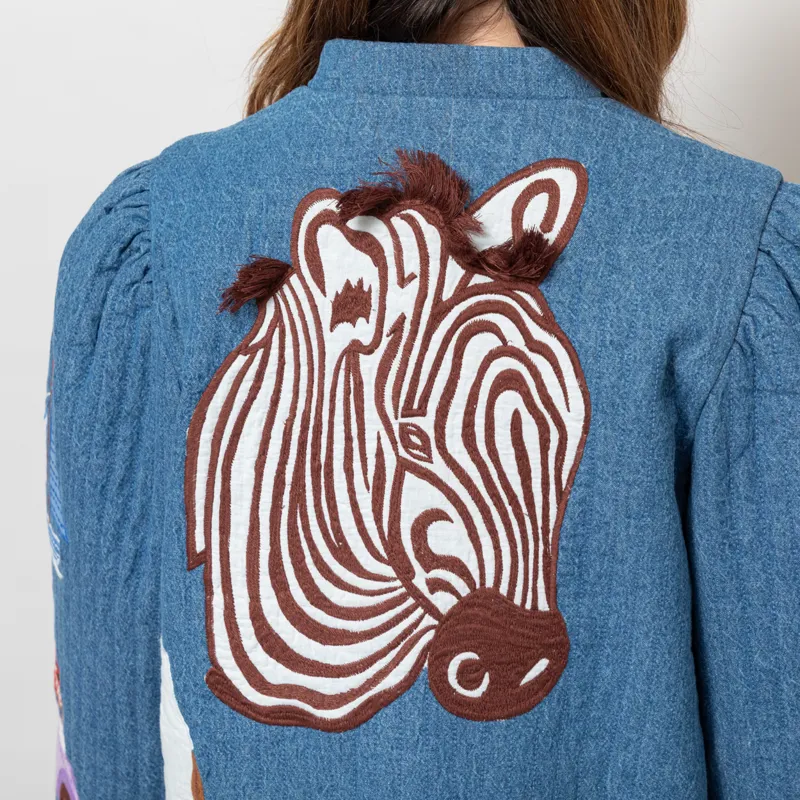 Stella Nova Womens Out Of Office Embroidered Jacket Summer Blue-6