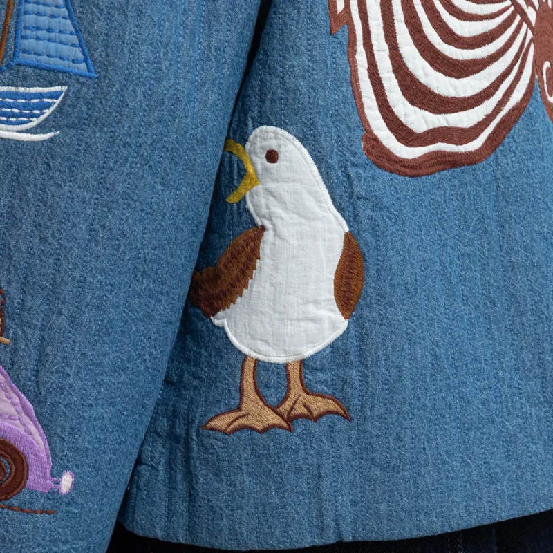 Stella Nova Womens Out Of Office Embroidered Jacket Summer Blue-12