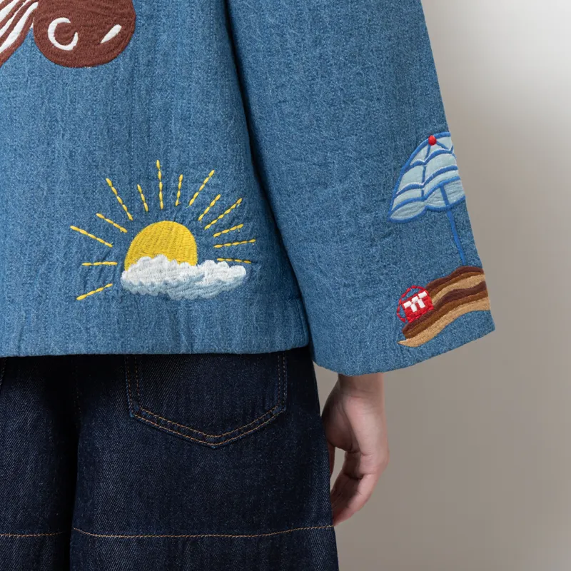 Stella Nova Womens Out Of Office Embroidered Jacket Summer Blue-11