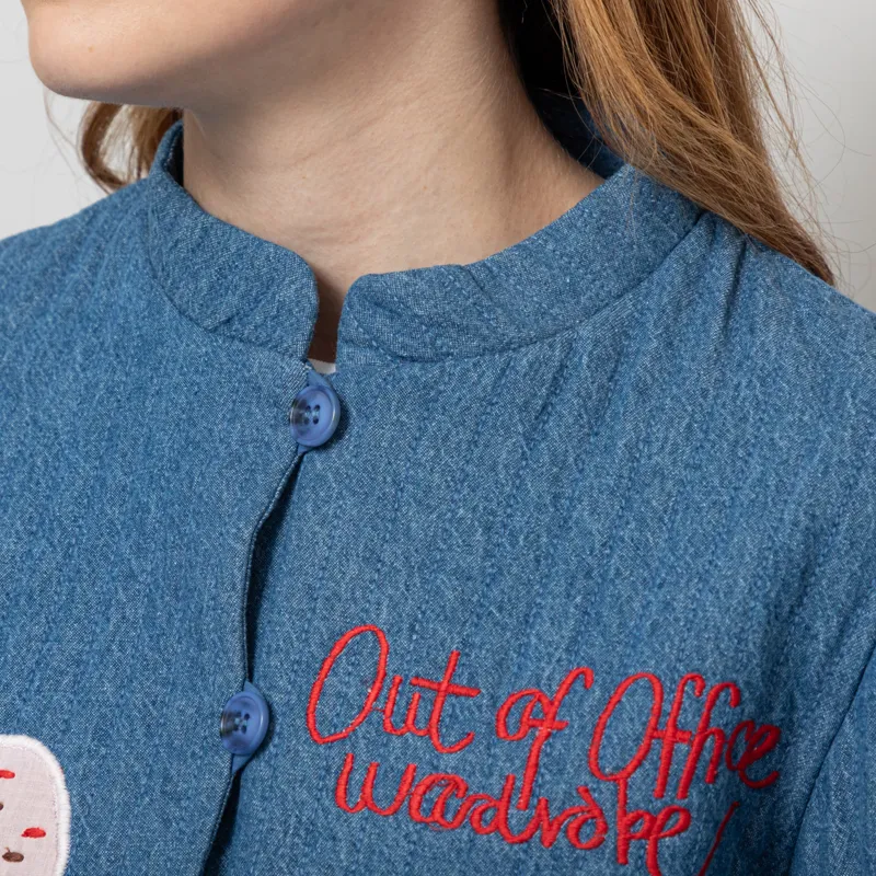 Stella Nova Womens Out Of Office Embroidered Jacket Summer Blue-10