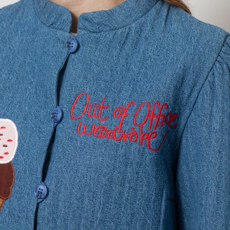 Stella Nova Womens Out Of Office Embroidered Jacket Summer Blue-5