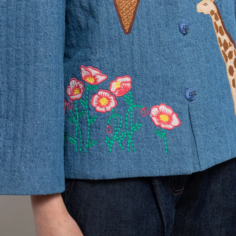 Stella Nova Womens Out Of Office Embroidered Jacket Summer Blue-7