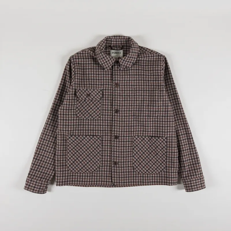 Pompeii Check Wool Chore Jacket Brown