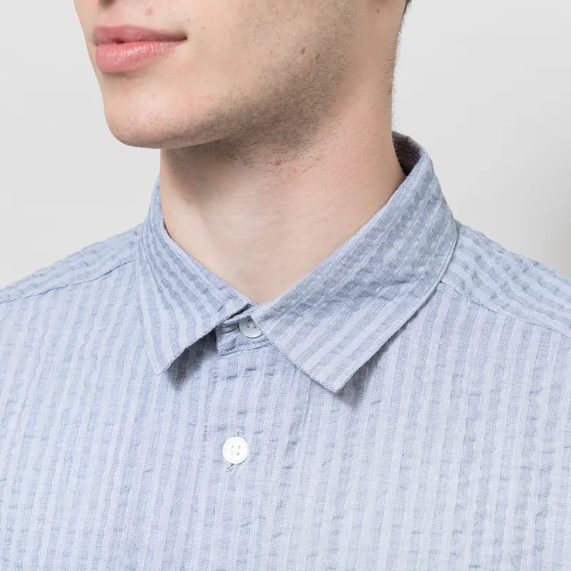 Earth People Seersucker Shirt Blue-3