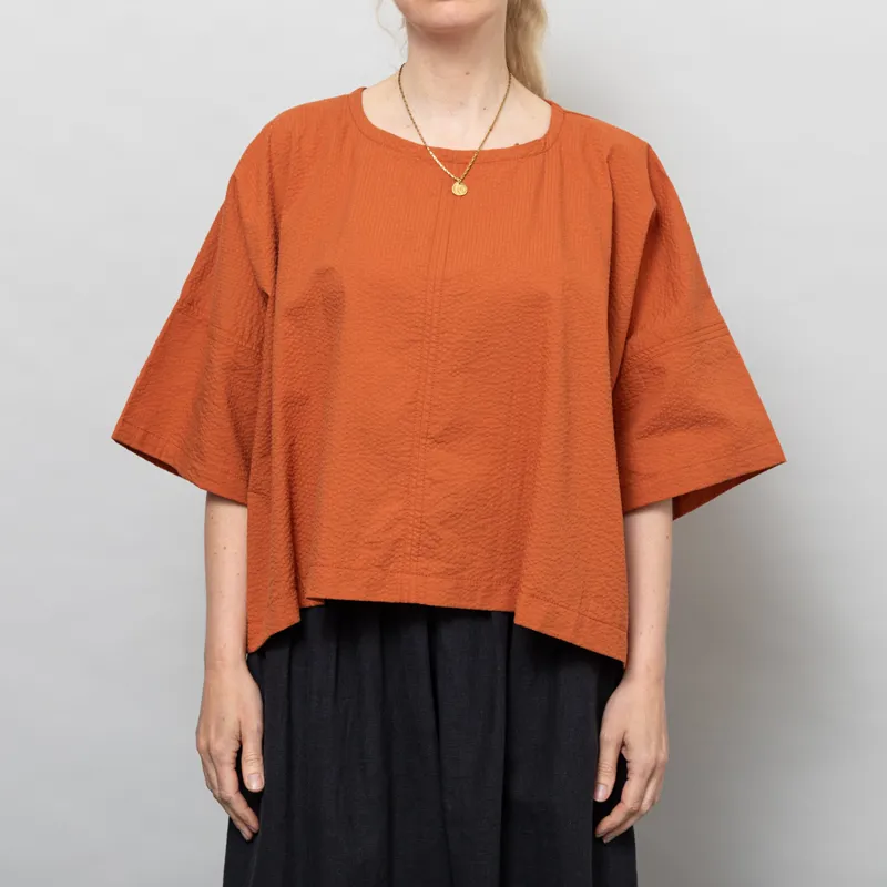Kate Sheridan Womens Edie Top Rust Seersucker