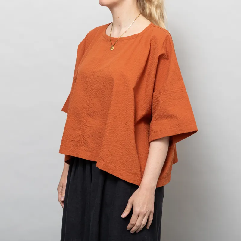 Kate Sheridan Womens Edie Top Rust Seersucker-1
