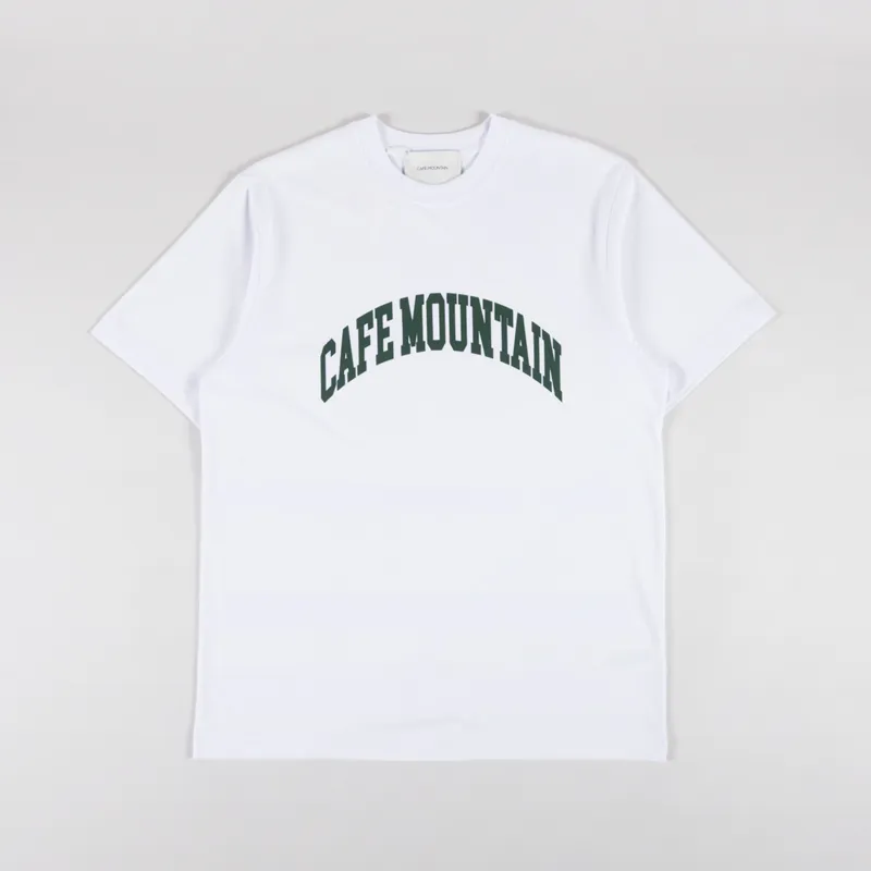 Cafe Mountain College Logo T Shirt Natural Ivy Green