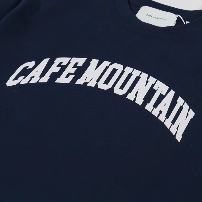 Cafe Mountain College Logo T Shirt Navy Natural -2