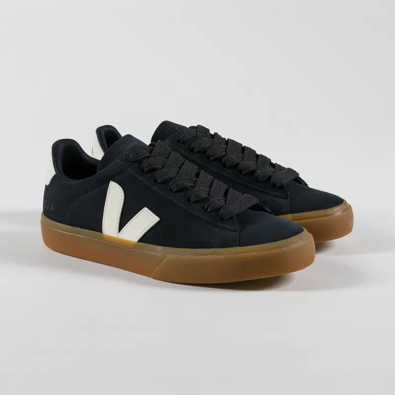 Veja Womens Campo Bold Suede Shoes Black Pierre