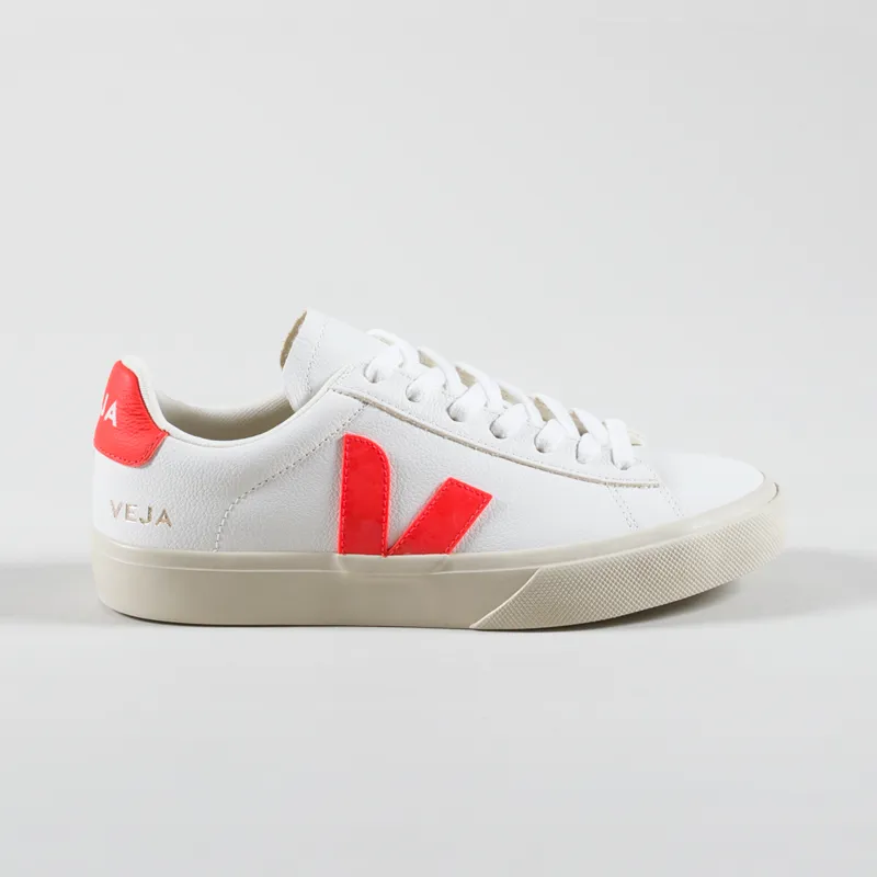 Veja Womens Campo Chromefree Shoes Extra White Orange Fluo-2