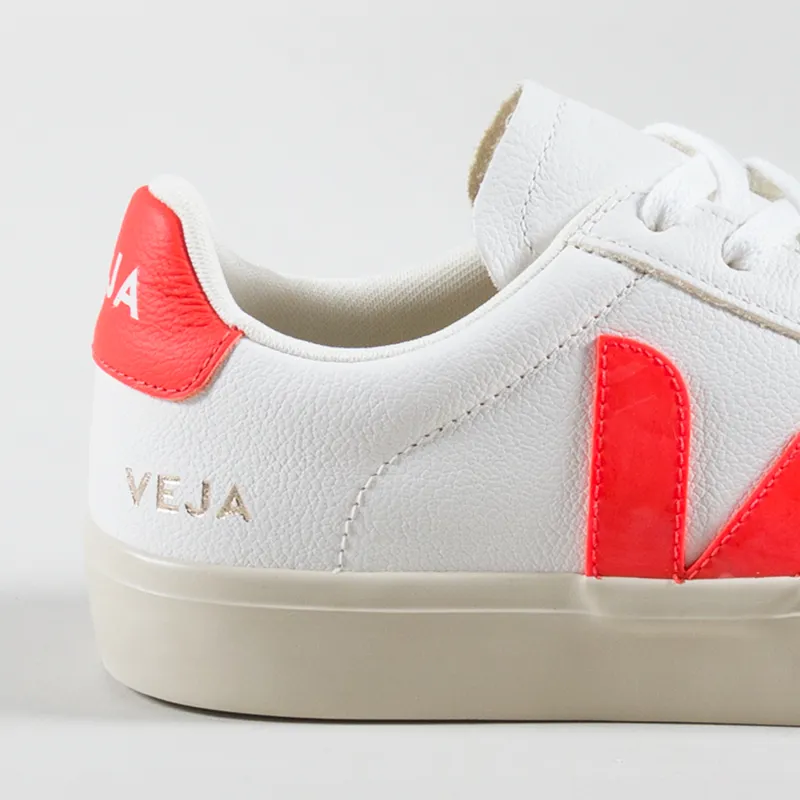 Veja Womens Campo Chromefree Shoes Extra White Orange Fluo-4