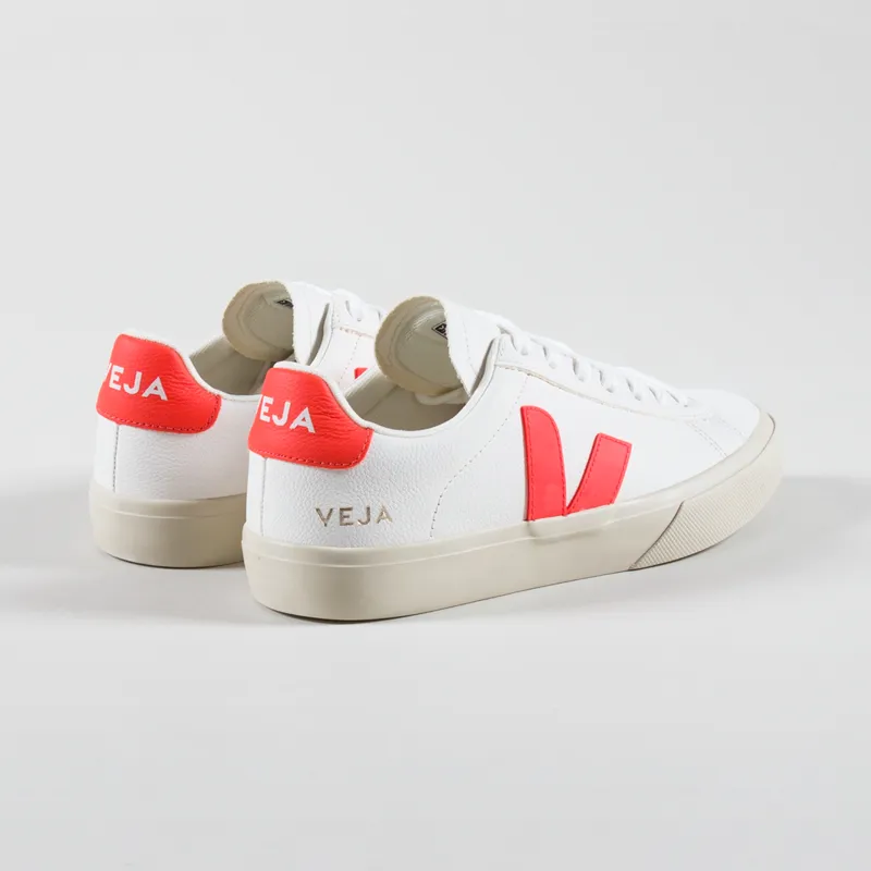 Veja Womens Campo Chromefree Shoes Extra White Orange Fluo-1