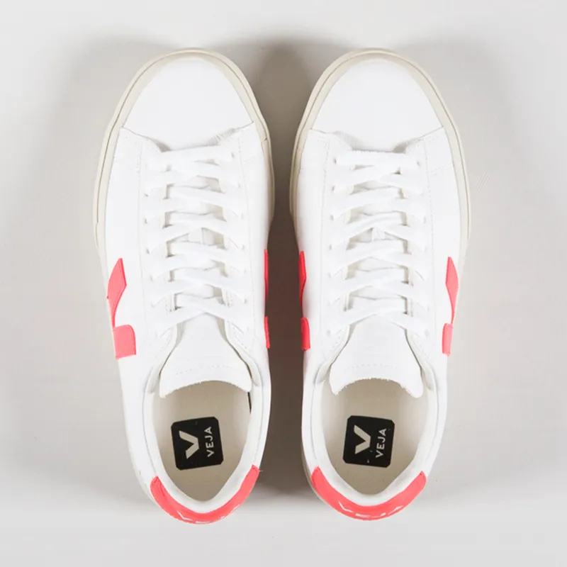 Veja Womens Campo Chromefree Shoes Extra White Orange Fluo-6