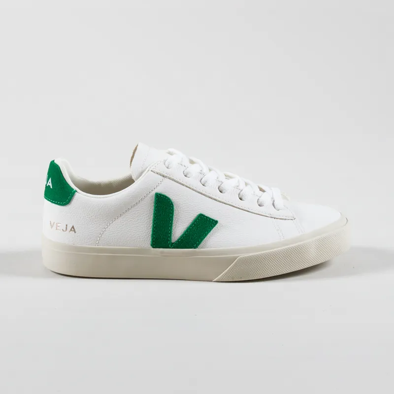 Veja Womens Campo Chromefree Leather Shoes Extra White Emeraude-2