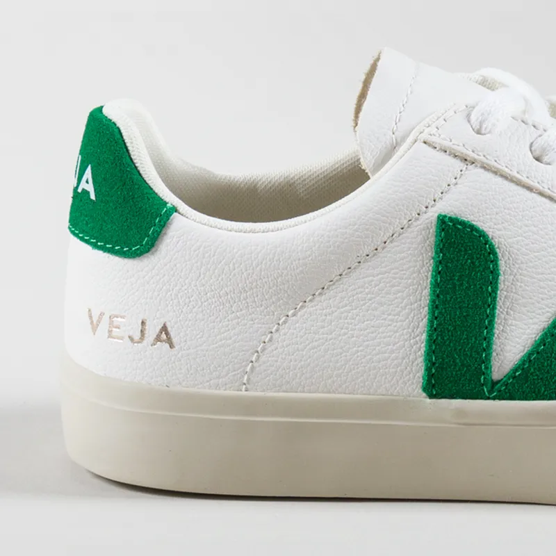 Veja Womens Campo Chromefree Leather Shoes Extra White Emeraude-4