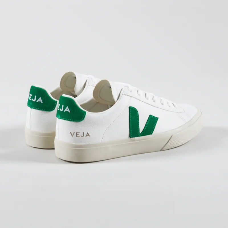 Veja Womens Campo Chromefree Leather Shoes Extra White Emeraude-1