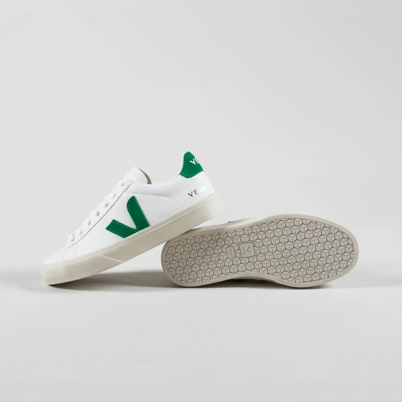 Veja Womens Campo Chromefree Leather Shoes Extra White Emeraude-3
