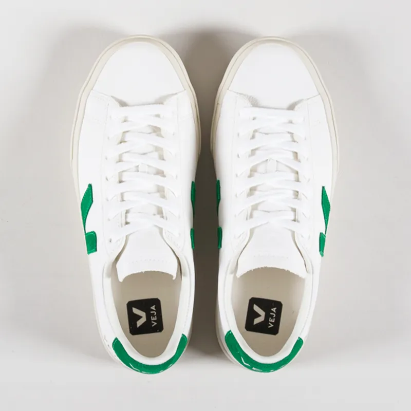 Veja Womens Campo Chromefree Leather Shoes Extra White Emeraude-6