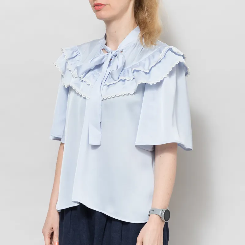 Stella Nova Womens Frills Blouse Dust Blue-1