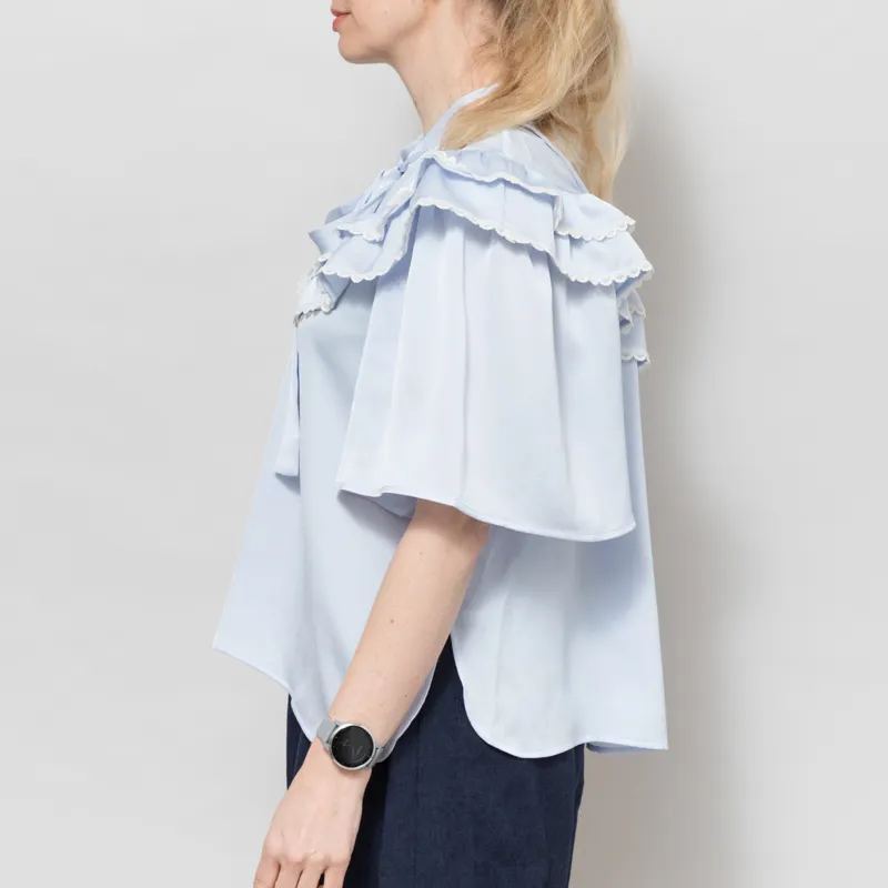 Stella Nova Womens Frills Blouse Dust Blue-2