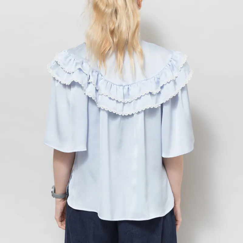 Stella Nova Womens Frills Blouse Dust Blue-3