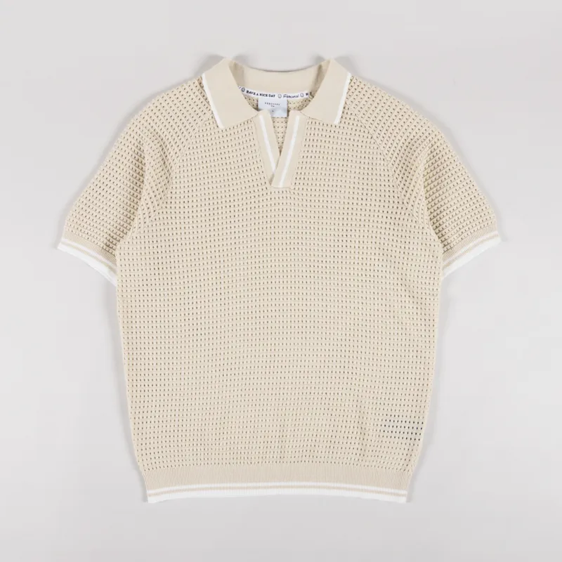 Percival Tennis Boxy Knitted Polo Ecru
