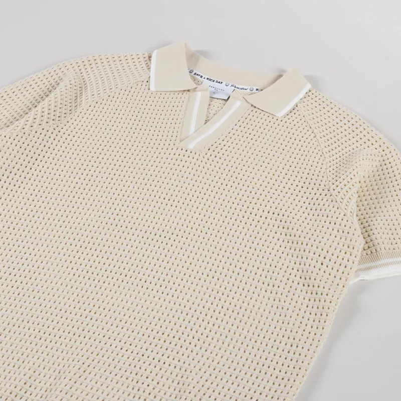 Percival Tennis Boxy Knitted Polo Ecru-2