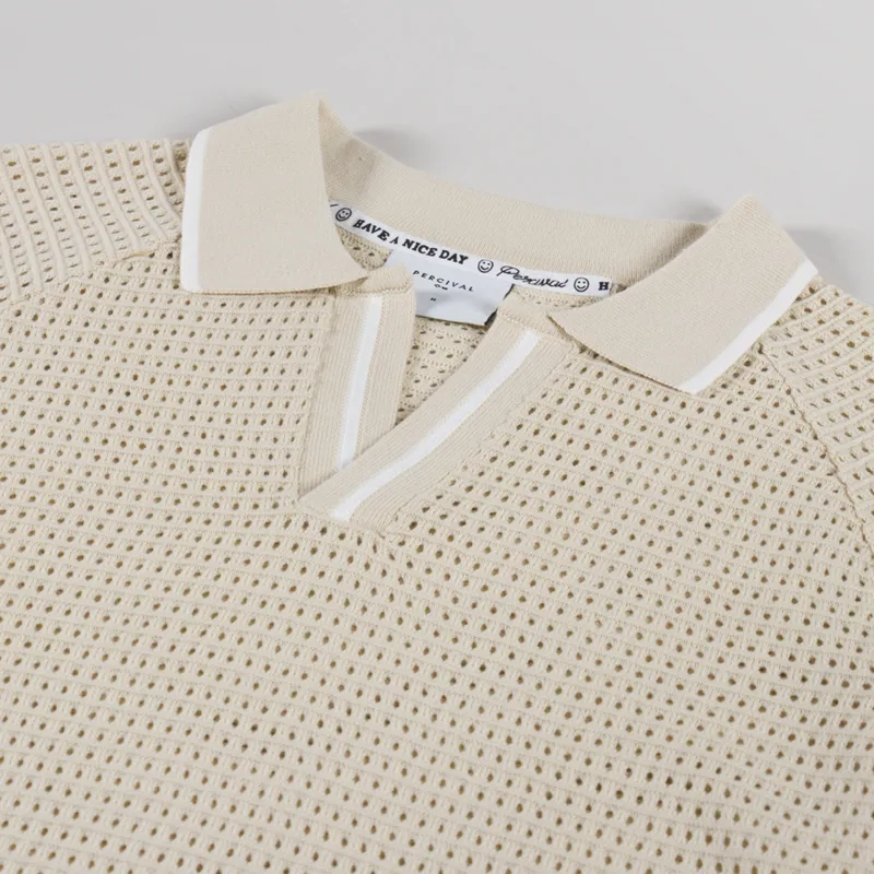 Percival Tennis Boxy Knitted Polo Ecru-4