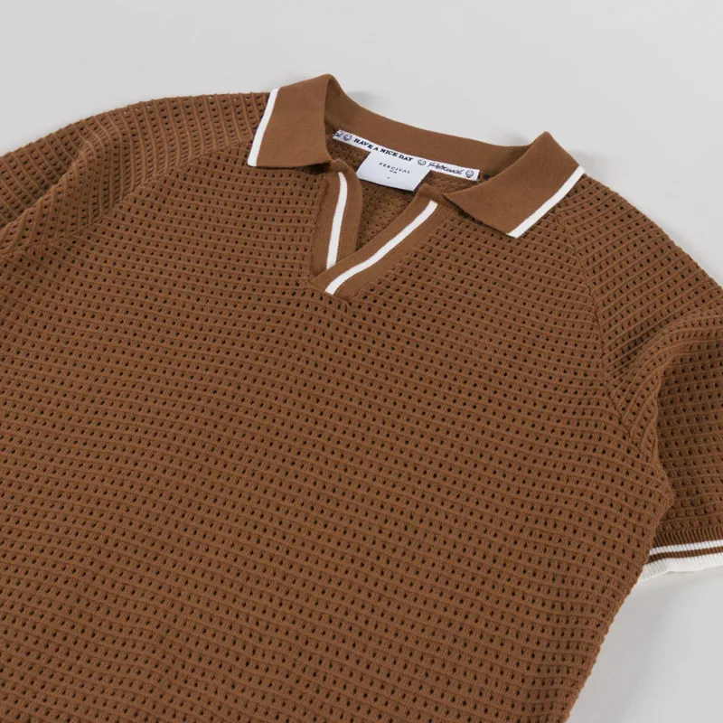 Percival Tennis Boxy Knitted Polo Toffee-1