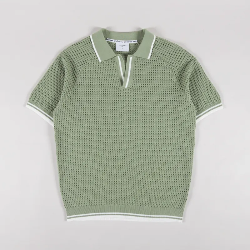 Percival Tennis Boxy Knitted Polo Sage