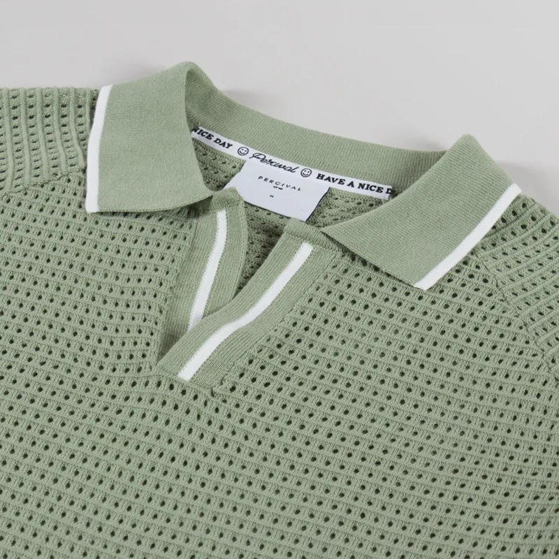 Percival Tennis Boxy Knitted Polo Sage-4