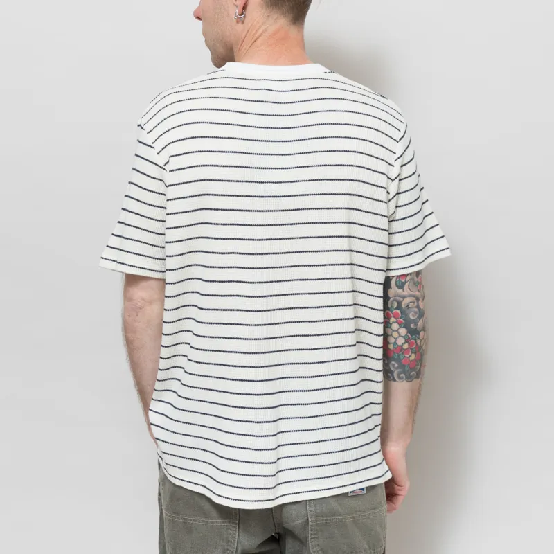 Percival Ernie Waffle T Shirt Ecru Navy-2