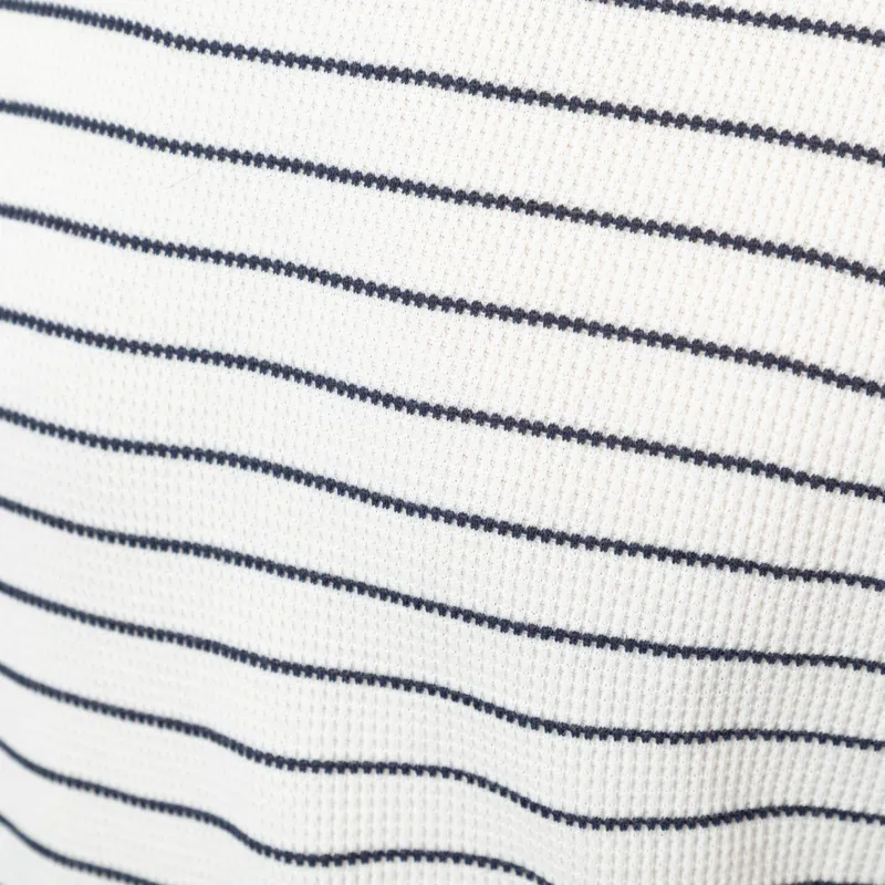 Percival Ernie Waffle T Shirt Ecru Navy-5