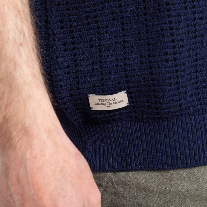 Percival Siena Knitted T Shirt Navy-5