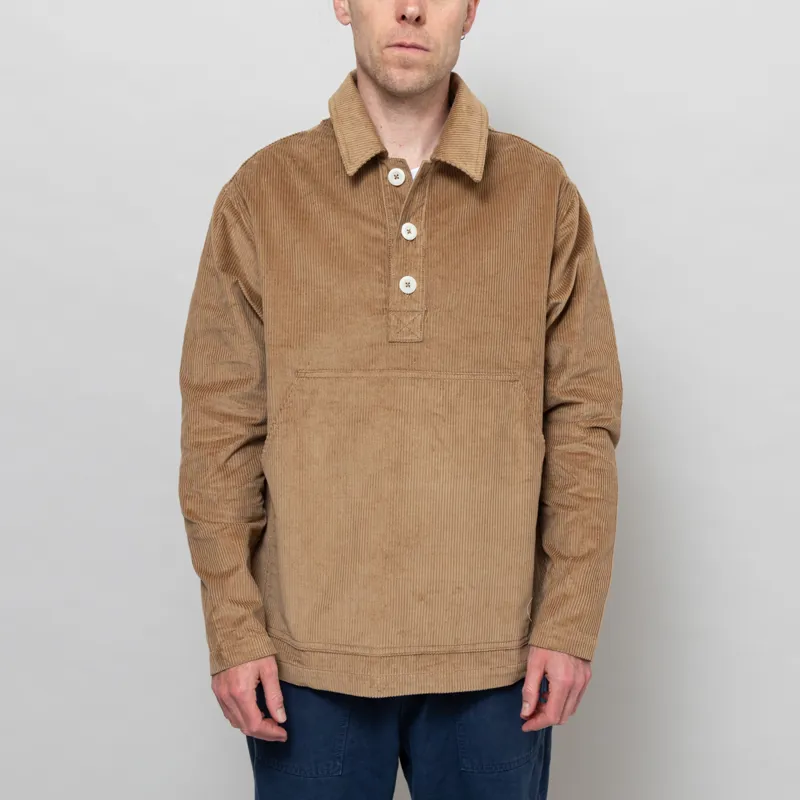 Cafe Mountain Cord Leisure Popover Shirt Taupe