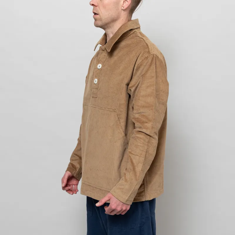 Cafe Mountain Cord Leisure Popover Shirt Taupe-1