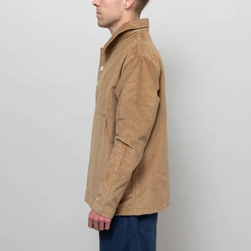 Cafe Mountain Cord Leisure Popover Shirt Taupe-2