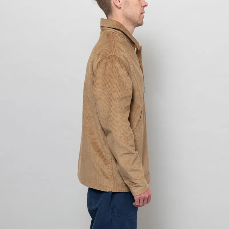 Cafe Mountain Cord Leisure Popover Shirt Taupe-4