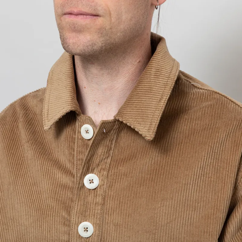 Cafe Mountain Cord Leisure Popover Shirt Taupe-5